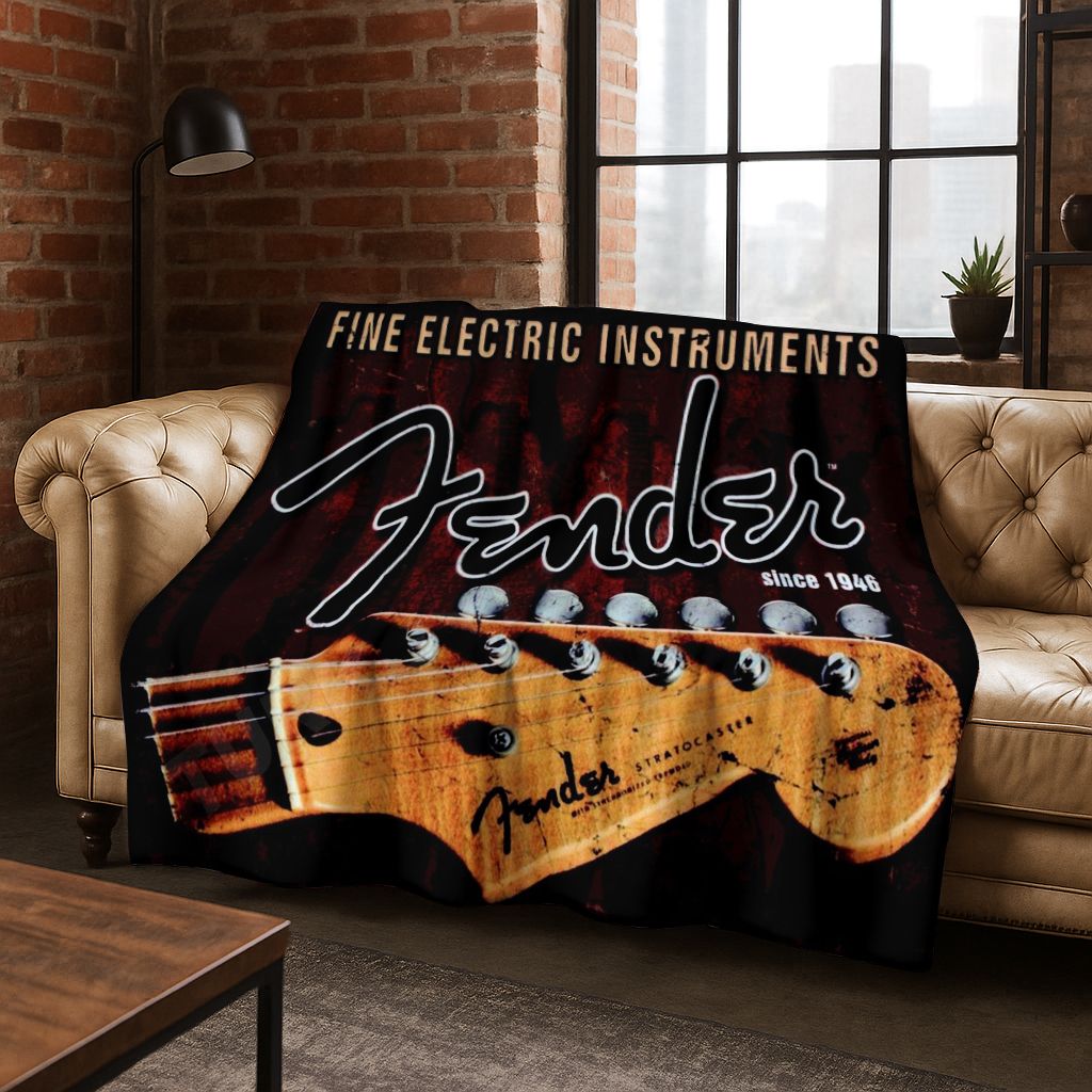 Musical Instrument Logo - Модное фланелевое одеяло с логотипом Fender