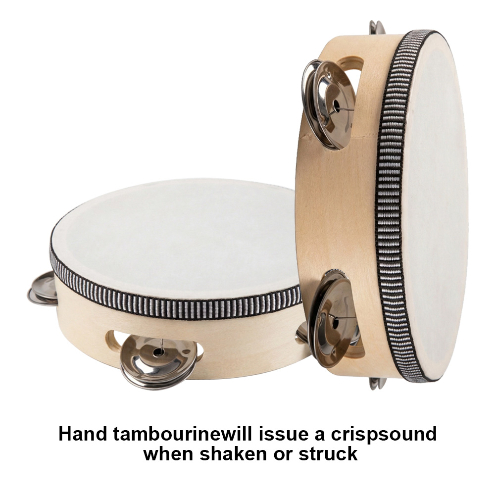 Musical Instrument Tambourine - 6-дюймовый ручной барабан-тамбурин с металлическими колокольчиками,